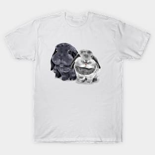 Blue and Joy | Holland Lop Rabbit Couple | Bunniesmee T-Shirt